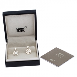 Pre Owned Montblanc Star Signet Mother Of Pearl Silver Dangle Stud Earrings