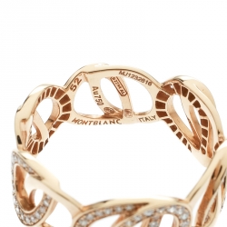 Montblanc Princesse Grace de Monaco Petal Intertwined Diamond 18k Rose Gold Band Ring Size 52