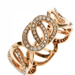 Montblanc Princesse Grace de Monaco Petal Intertwined Diamond 18k Rose Gold Band Ring Size 52