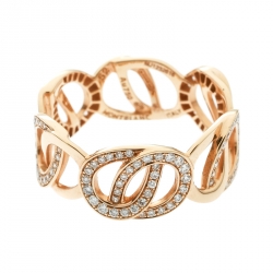 Montblanc Princesse Grace de Monaco Petal Intertwined Diamond 18k Rose Gold Band Ring Size 52