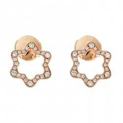 Pre Owned Montblanc Emblem 4810 Diamond 18k Rose Gold Stud Earrings