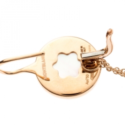 Pre Owned Montblanc Mother of Pearl Diamond 18k Rose Gold Drop Tassel Earrings