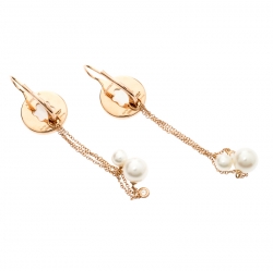 Pre Owned Montblanc Mother of Pearl Diamond 18k Rose Gold Drop Tassel Earrings