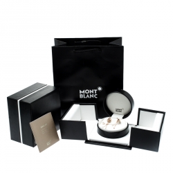 Pre Owned Montblanc Mother of Pearl Diamond 18k Rose Gold Drop Tassel Earrings