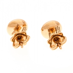 Pre Owned Montblanc Logo Diamond 18k Rose Gold Round Stud Earrings 