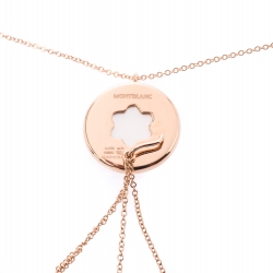 Pre Owned Montblanc Signet Mother of Pearl Diamond 18k Rose Gold Tassel Pendant Necklace