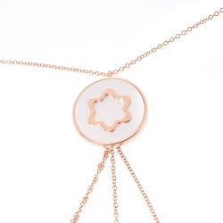 Pre Owned Montblanc Signet Mother of Pearl Diamond 18k Rose Gold Tassel Pendant Necklace