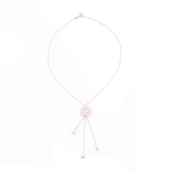 Pre Owned Montblanc Signet Mother of Pearl Diamond 18k Rose Gold Tassel Pendant Necklace