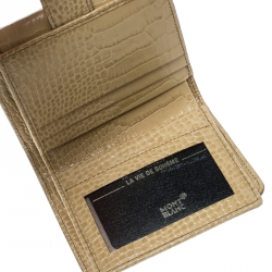 Pre Owned Montblanc Beige Croc Embossed Leather French Wallet