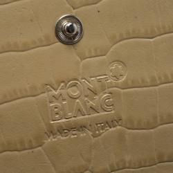 Pre Owned Montblanc Beige Croc Embossed Leather French Wallet