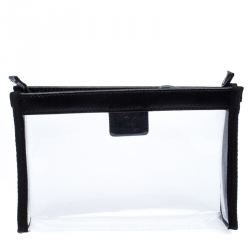 Pre Owned Montblanc Black/Transparent Leather and PVC Nightflight Pouch