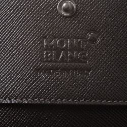 Montblanc Dark Brown/Beige Signature Coated Canvas Flap Card Holder