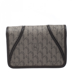 Montblanc Dark Brown/Beige Signature Coated Canvas Flap Card Holder