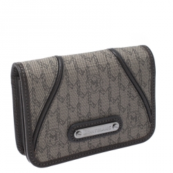 Montblanc Dark Brown/Beige Signature Coated Canvas Flap Card Holder