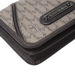 Montblanc Dark Brown/Beige Signature Coated Canvas Flap Card Holder