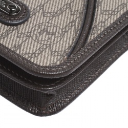 Montblanc Dark Brown/Beige Signature Coated Canvas Flap Card Holder