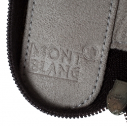 Pre Owned Montblanc Choco Brown Leather Single Zip Pen Pouch