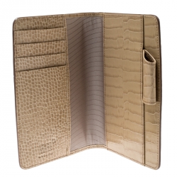 Pre Owned Montblanc Beige Sand Lizard Embossed Leather Small Agenda