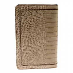 Pre Owned Montblanc Beige Sand Lizard Embossed Leather Small Agenda