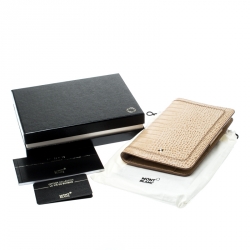 Pre Owned Montblanc Beige Sand Lizard Embossed Leather Small Agenda