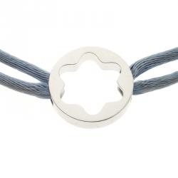 Pre Owned Montblanc Star Collection Blue Satin Silver Star Bracelet