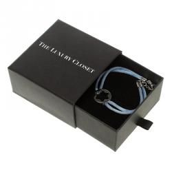 Pre Owned Montblanc Star Collection Blue Satin Silver Star Bracelet