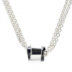 Pre Owned Montblanc Profile collection Black Ceramic Silver Wish Necklace