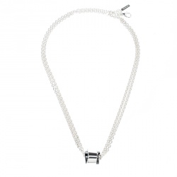 Pre Owned Montblanc Profile collection Black Ceramic Silver Wish Necklace