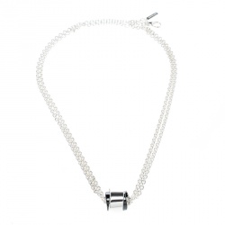 Pre Owned Montblanc Profile collection Black Ceramic Silver Wish Necklace