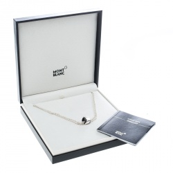 Pre Owned Montblanc Profile collection Black Ceramic Silver Wish Necklace