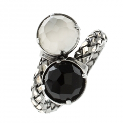 Pre Owned Montblanc Faceted Stones Silver Ring Size 50