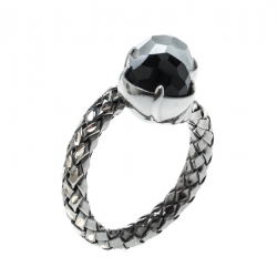 Pre Owned Montblanc Faceted Stones Silver Ring Size 50