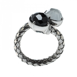 Pre Owned Montblanc Faceted Stones Silver Ring Size 50