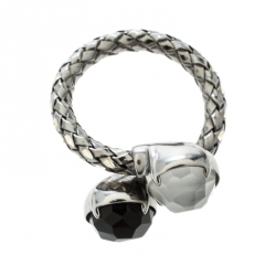 Pre Owned Montblanc Faceted Stones Silver Ring Size 50