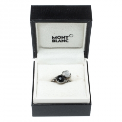 Pre Owned Montblanc Faceted Stones Silver Ring Size 50