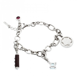 Pre Owned Montblanc Star Signet Silver Charms Bracelet 20 cm