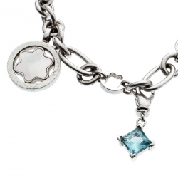 Pre Owned Montblanc Star Signet Silver Charms Bracelet 20 cm