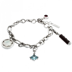 Pre Owned Montblanc Star Signet Silver Charms Bracelet 20 cm