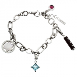 Pre Owned Montblanc Star Signet Silver Charms Bracelet 20 cm