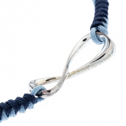 Pre Owned Montblanc Infiniment Vôtre UNICEF Silver Blue Cord Bracelet