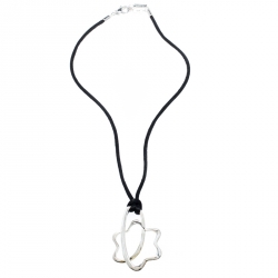 Pre Owned Montblanc Star Signature Silver Pendant & Black Cord Necklace