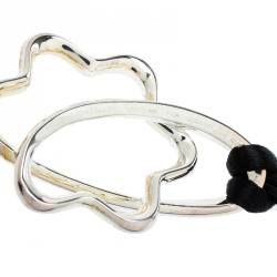 Pre Owned Montblanc Star Signature Silver Pendant & Black Cord Necklace