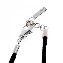 Pre Owned Montblanc Star Signature Silver Pendant & Black Cord Necklace