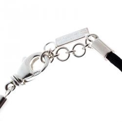 Pre Owned Montblanc Star Signature Silver Pendant & Black Cord Necklace