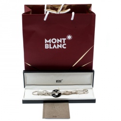 Pre Owned Montblanc Star Collection Onyx & Silver Chain Link Bracelet