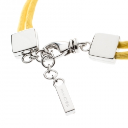 Pre Owned Montblanc Star Collection Yellow Satin Silver Star Bracelet