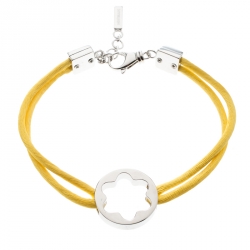 Pre Owned Montblanc Star Collection Yellow Satin Silver Star Bracelet