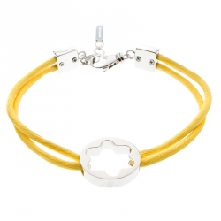 Pre Owned Montblanc Star Collection Yellow Satin Silver Star Bracelet