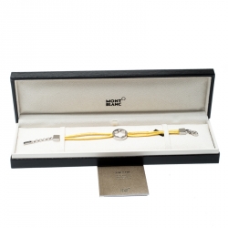 Pre Owned Montblanc Star Collection Yellow Satin Silver Star Bracelet