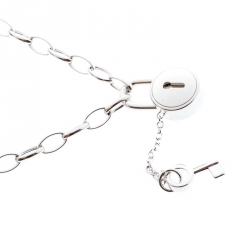 Pre Owned Montblanc Lock & Key Mother of Pearl Silver Chain Link Bracelet